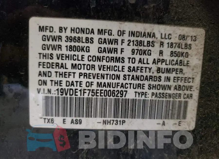 19VDE1F75EE006297 Photo# 13