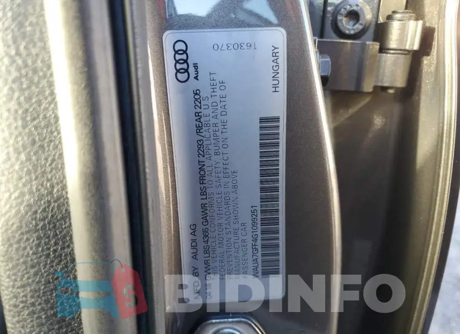 WAUA7GFF4G1099251 Photo# 13