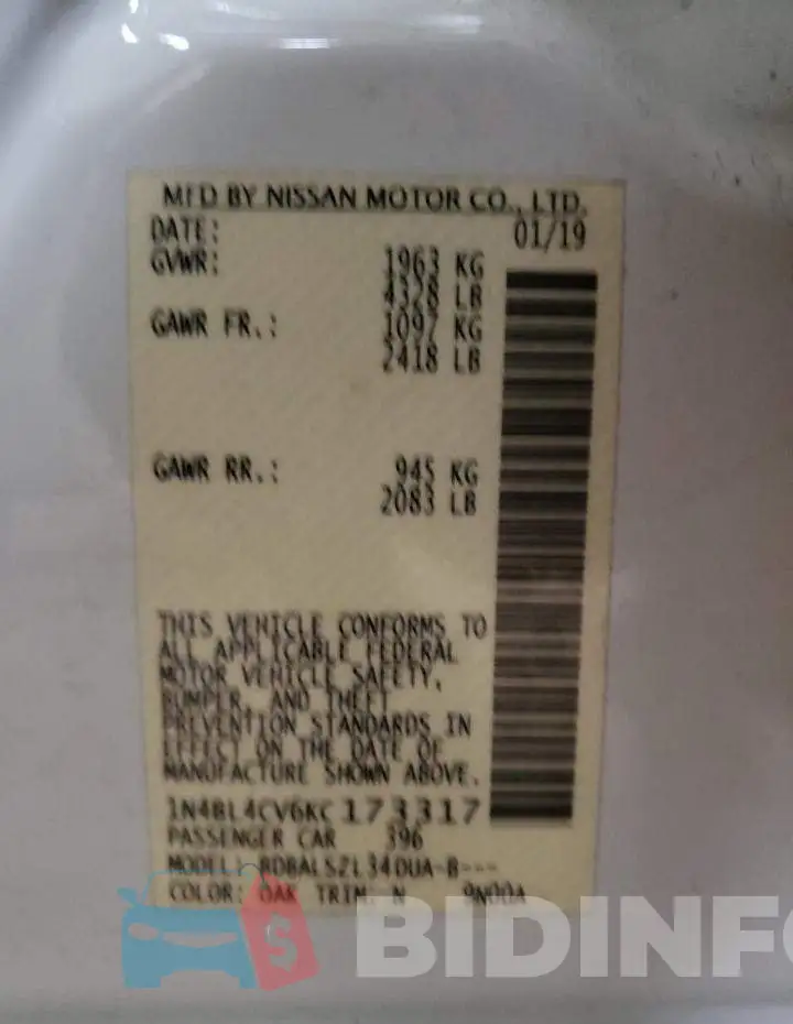 1N4BL4CV6KC173317 Photo# 10