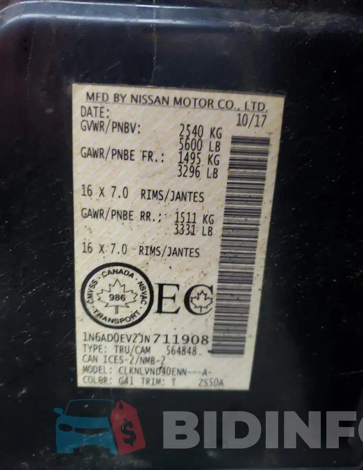 1N6AD0EV2JN711908 Photo# 13