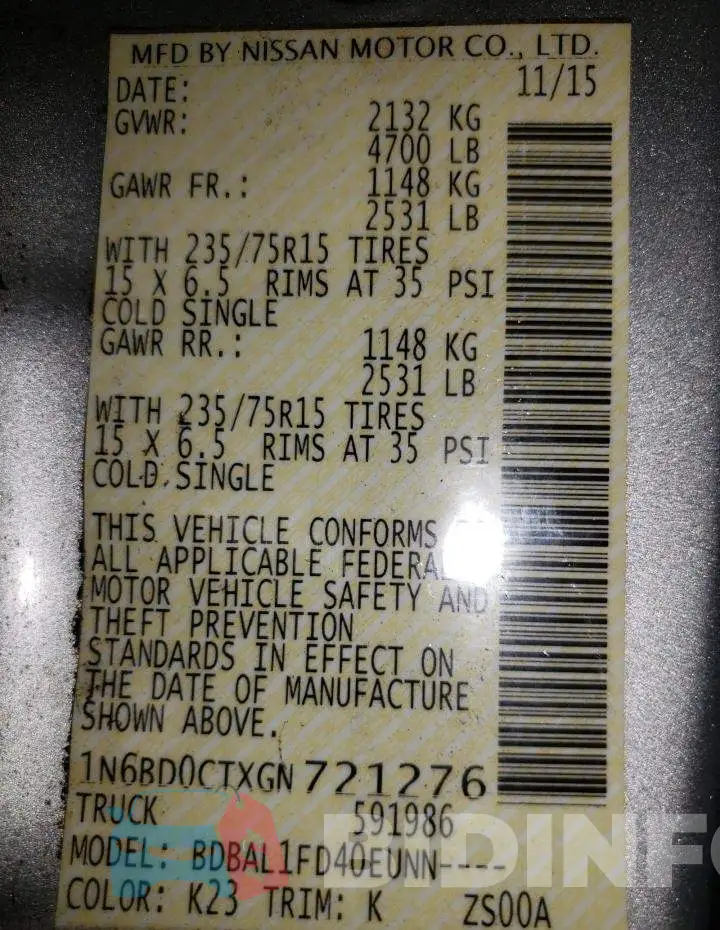 1N6BD0CTXGN721276 Photo# 12