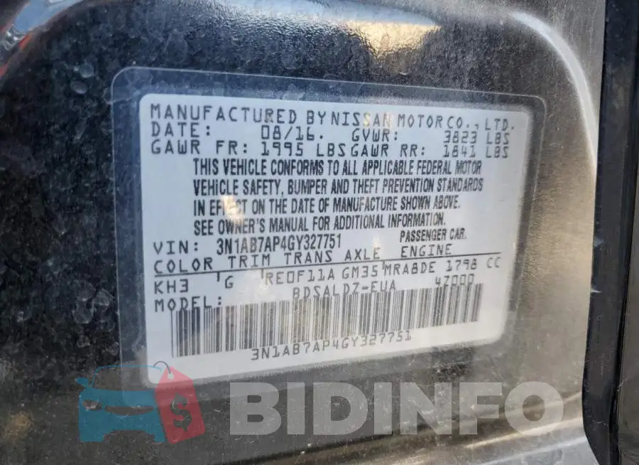 3N1AB7AP4GY327751 Photo# 12
