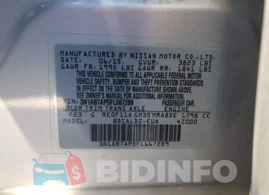 3N1AB7AP5FL667289 Photo# 12