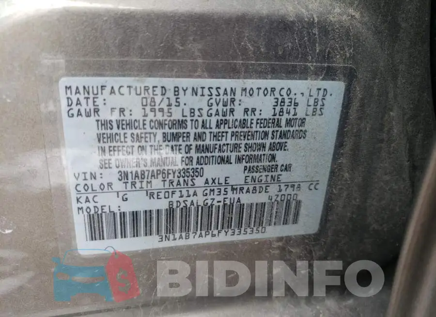 3N1AB7AP6FY335350 Photo# 12