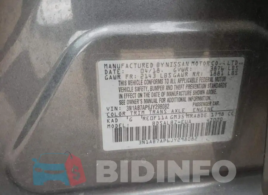 3N1AB7AP6JY298082 Photo# 12
