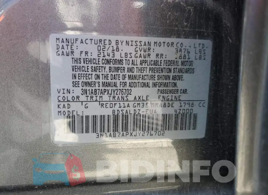 3N1AB7APXJY276702 Photo# 12