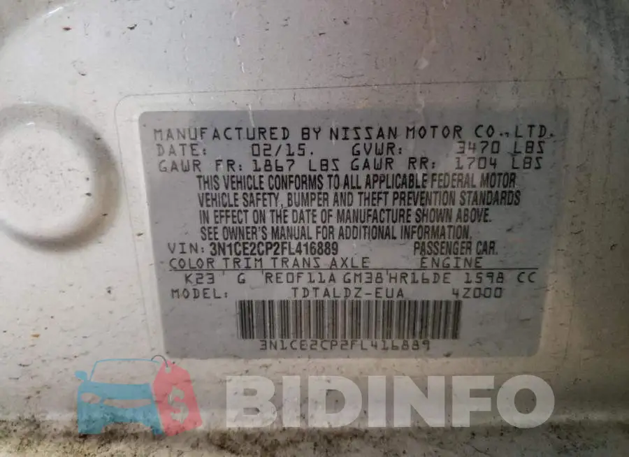 3N1CE2CP2FL416889 Photo# 12