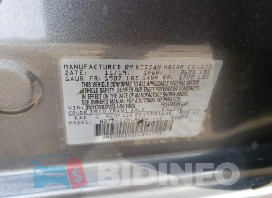 3N1CN8DV2LL841993 Photo# 12