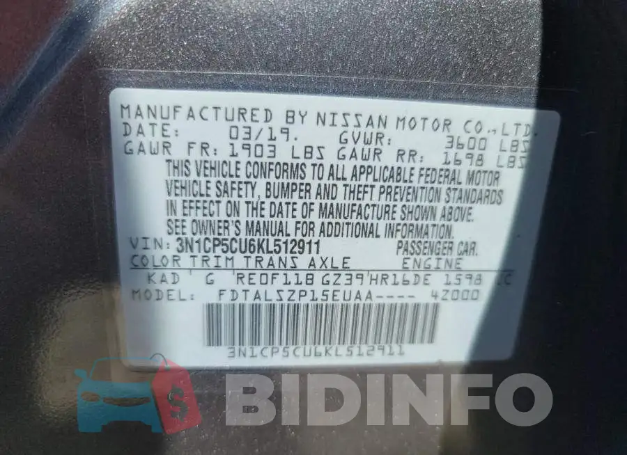 3N1CP5CU6KL512911 Photo# 10