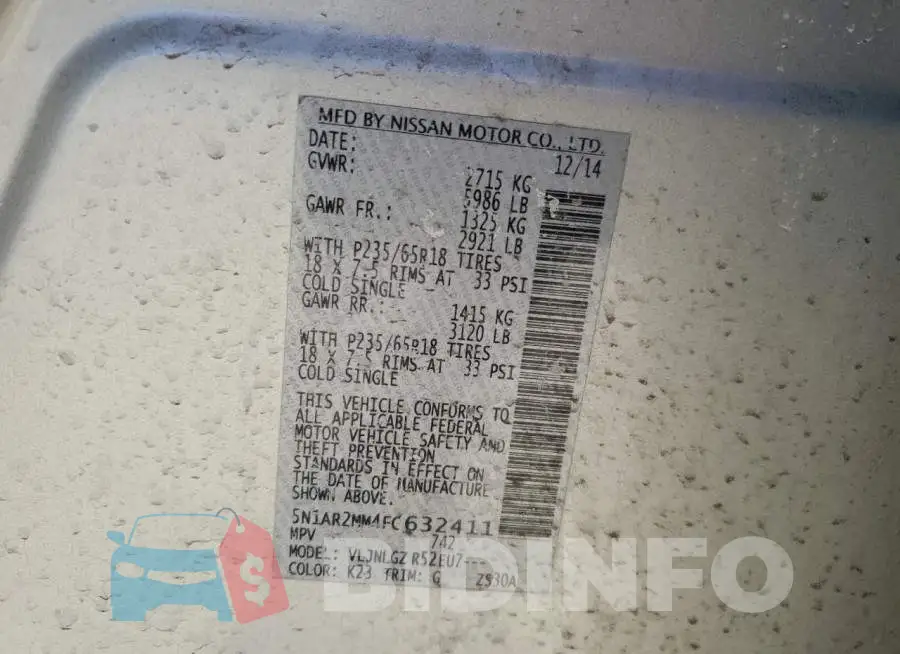 5N1AR2MM4FC632411 Photo# 14