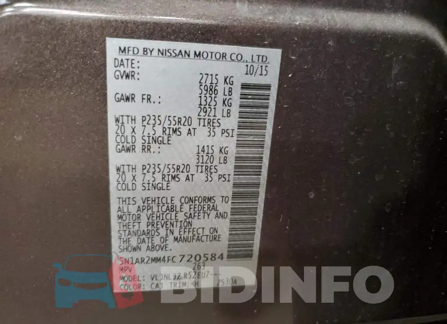 5N1AR2MM4FC720584 Photo# 10