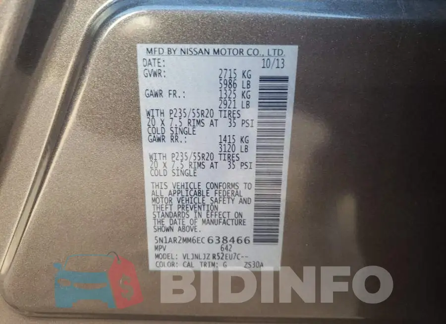 5N1AR2MM6EC638466 Photo# 13