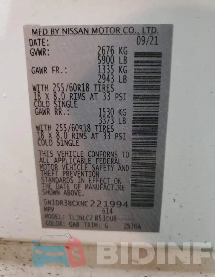 5N1DR3BCXNC221994 Photo# 14