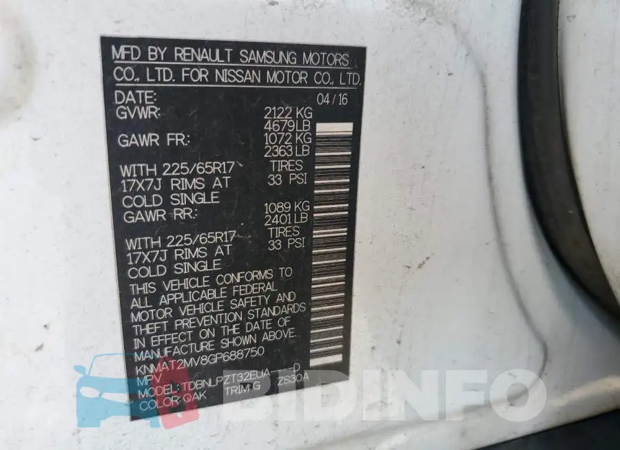 KNMAT2MV8GP688750 Photo# 12