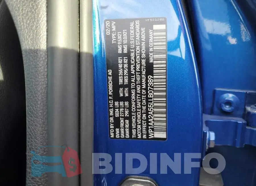 WP1AA2A55LLB07389 Photo# 13