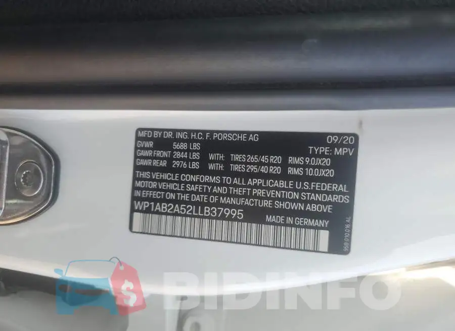 WP1AB2A52LLB37995 Photo# 14
