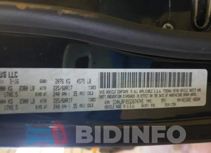 1C4NJRFB5GD674745 Photo# 12