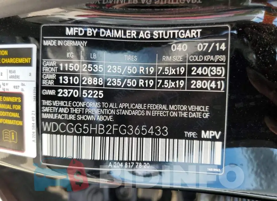 WDCGG5HB2FG365433 Photo# 13