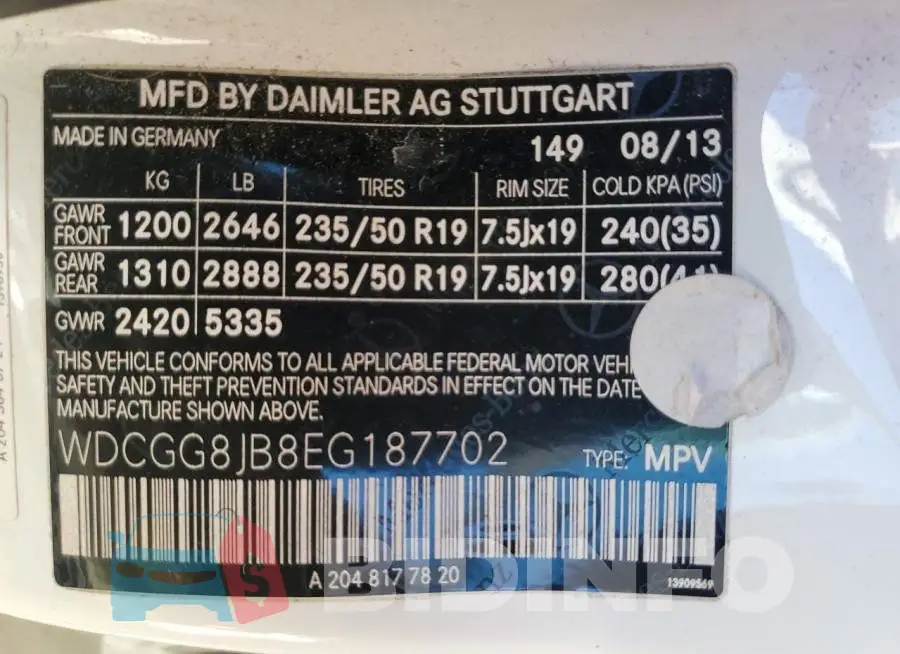 WDCGG8JB8EG187702 Photo# 14