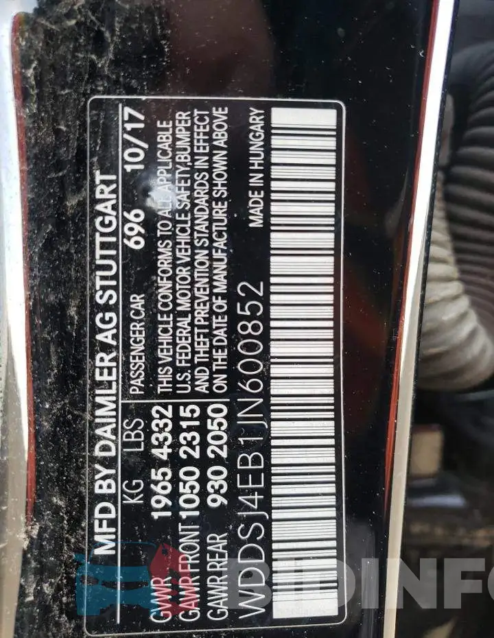 WDDSJ4EB1JN600852 Photo# 12
