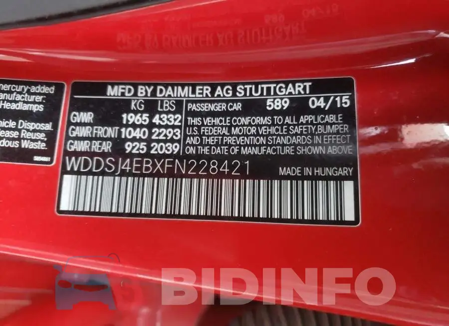 WDDSJ4EBXFN228421 Photo# 12