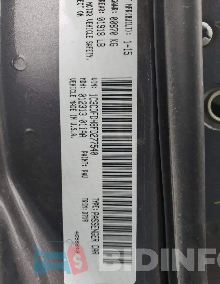 1C3CDFDH8FD277540 Photo# 12