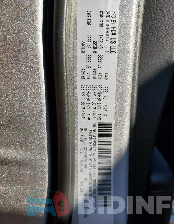 1C4SDJCTXKC700179 Photo# 10