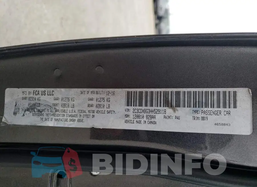 2C3CDXBG3HH529118 Photo# 12