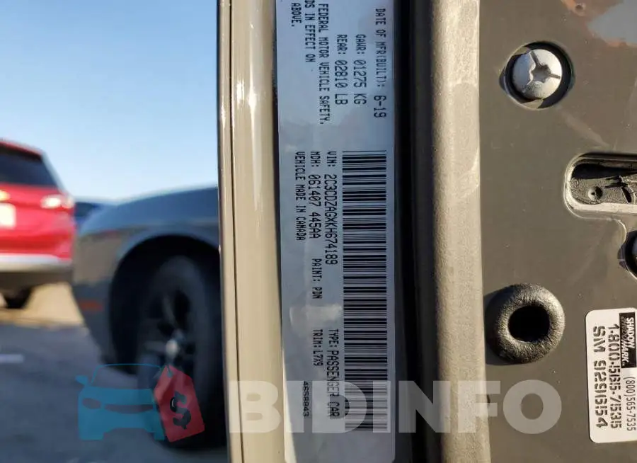 2C3CDZAGXKH674189 Photo# 10