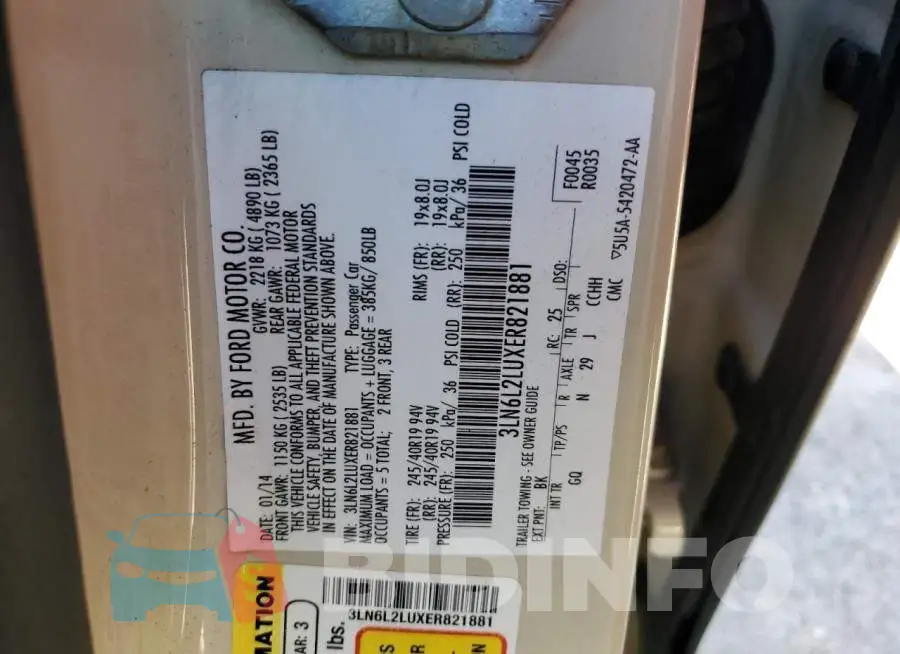 3LN6L2LUXER821881 Photo# 13