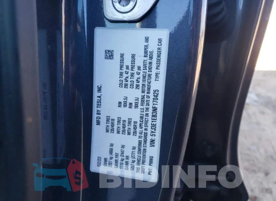 5YJ3E1EB3NF170425 Photo# 12