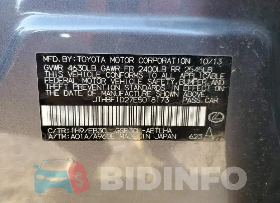 JTHBF1D27E5018173 Photo# 13