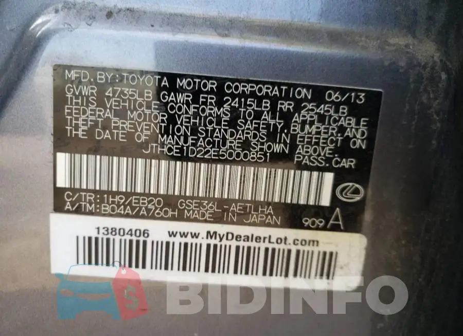 JTHCE1D22E5000851 Photo# 12