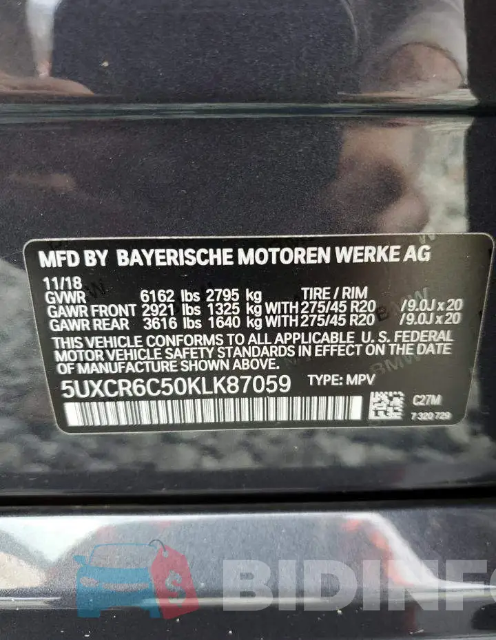 5UXCR6C50KLK87059 Photo# 13