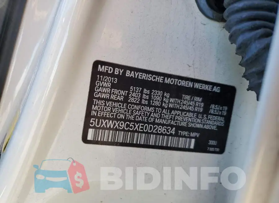 5UXWX9C5XE0D28634 Photo# 14