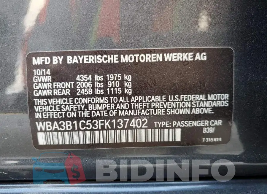 WBA3B1C53FK137402 Photo# 12