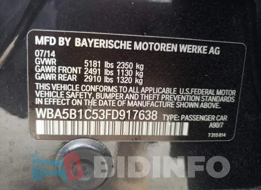WBA5B1C53FD917638 Photo# 12