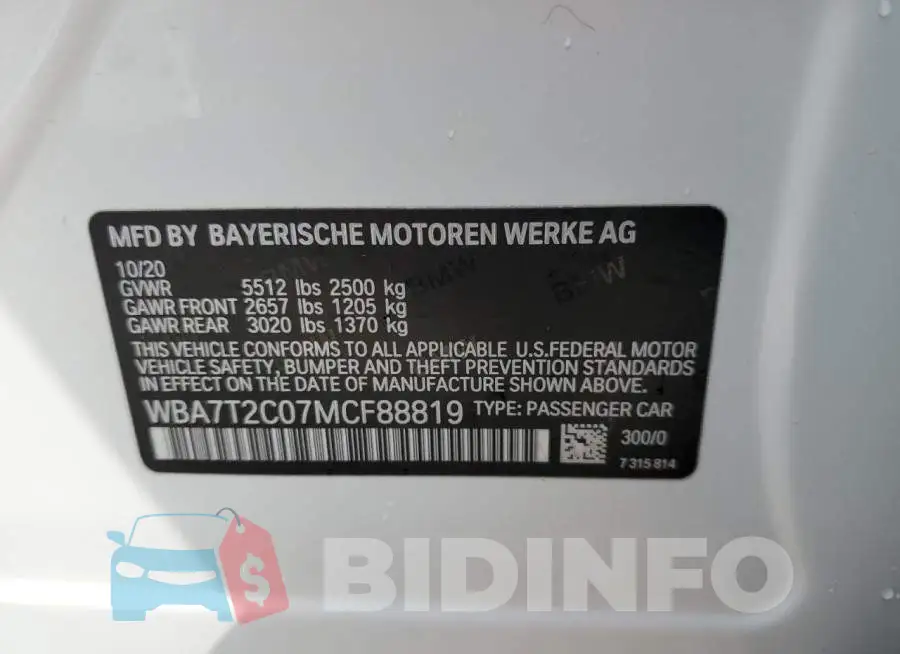 WBA7T2C07MCF88819 Photo# 12