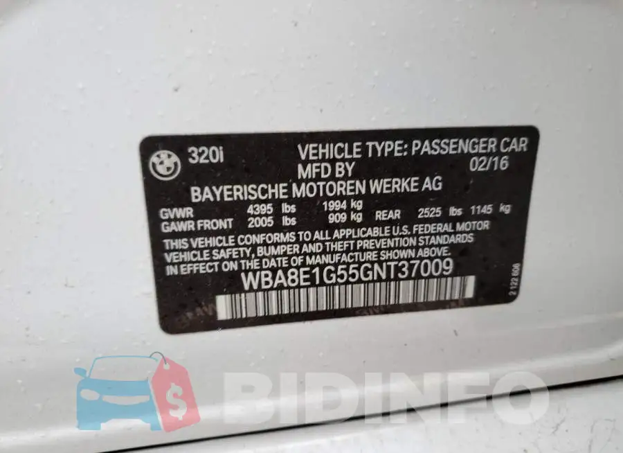 WBA8E1G55GNT37009 Photo# 12