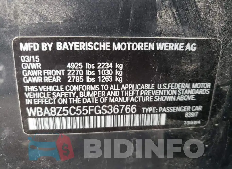 WBA8Z5C55FGS36766 Photo# 12