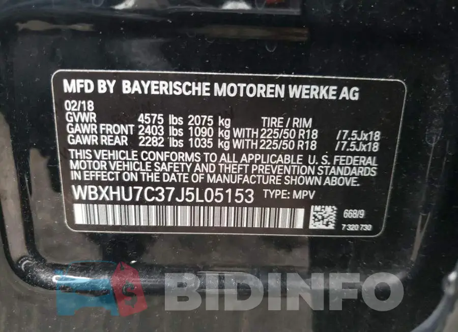 WBXHU7C37J5L05153 Photo# 13