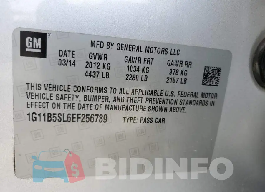 1G11B5SL6EF256739 Photo# 12