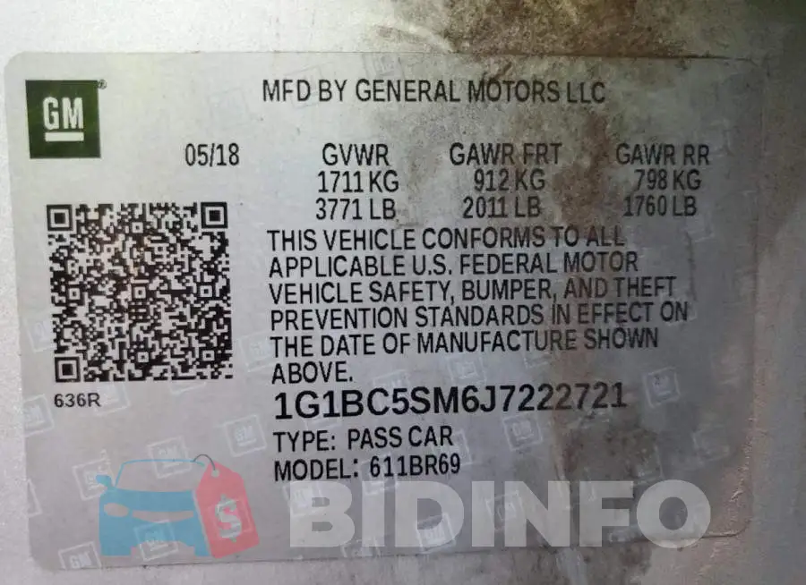 1G1BC5SM6J7222721 Photo# 12