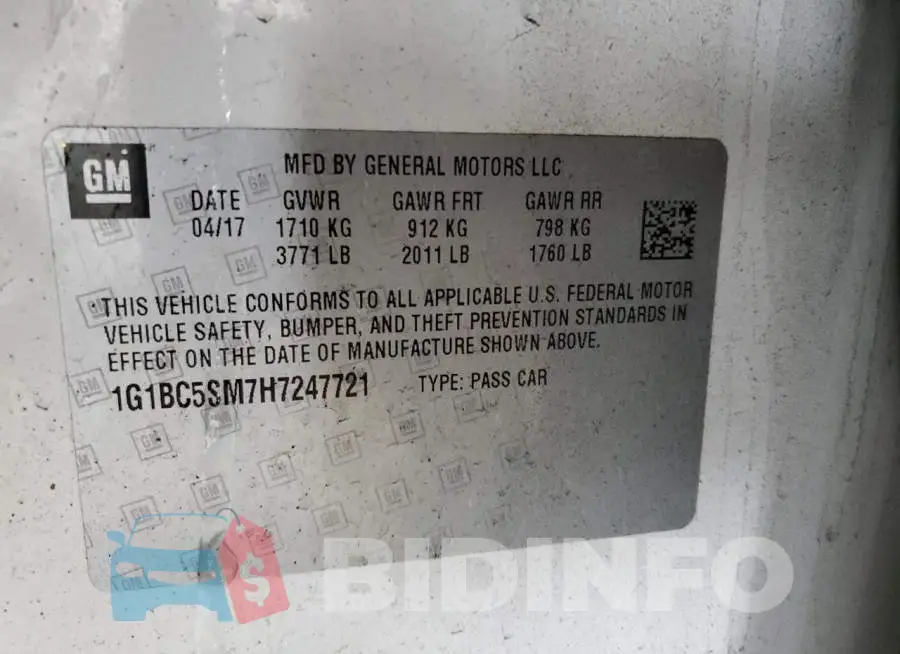 1G1BC5SM7H7247721 Photo# 12