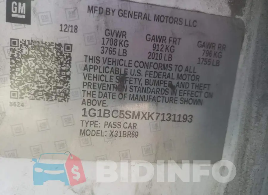 1G1BC5SMXK7131193 Photo# 12