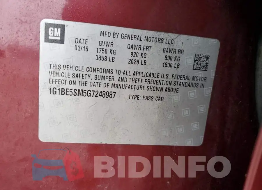 1G1BE5SM5G7248987 Photo# 12
