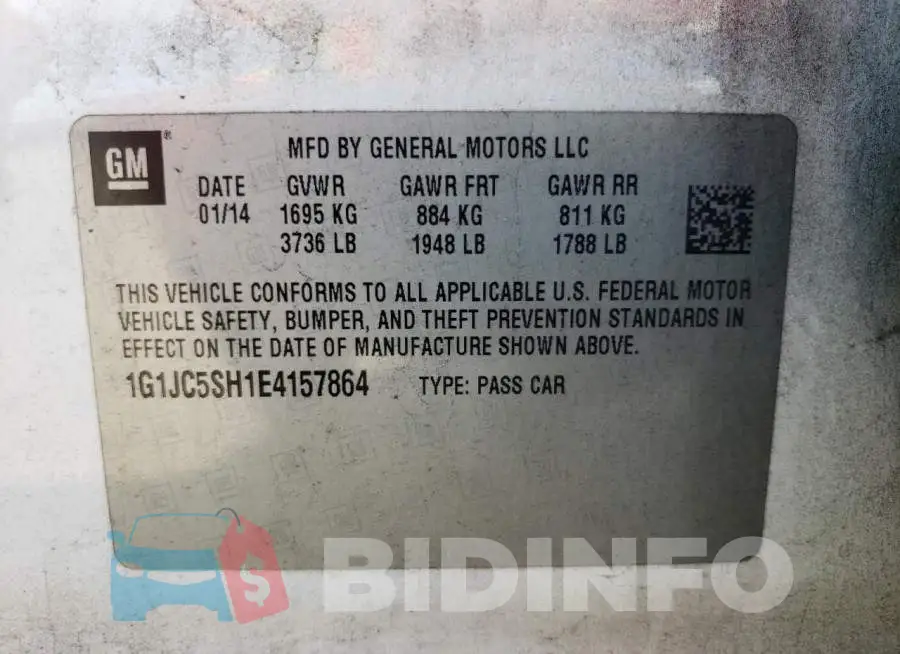 1G1JC5SH1E4157864 Photo# 12