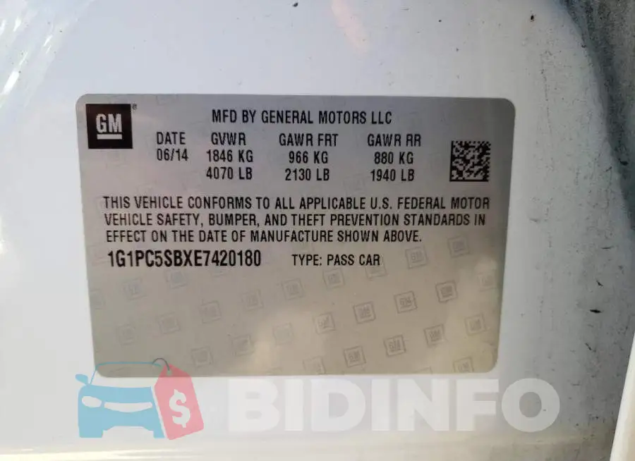 1G1PC5SBXE7420180 Photo# 12