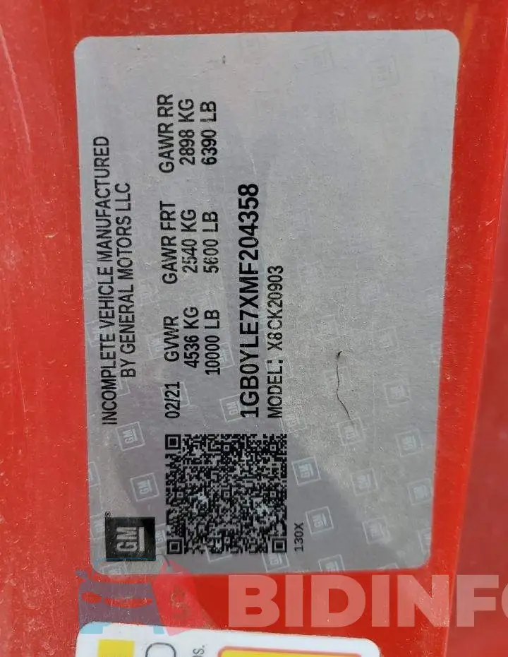 1GB0YLE7XMF204358 Photo# 12