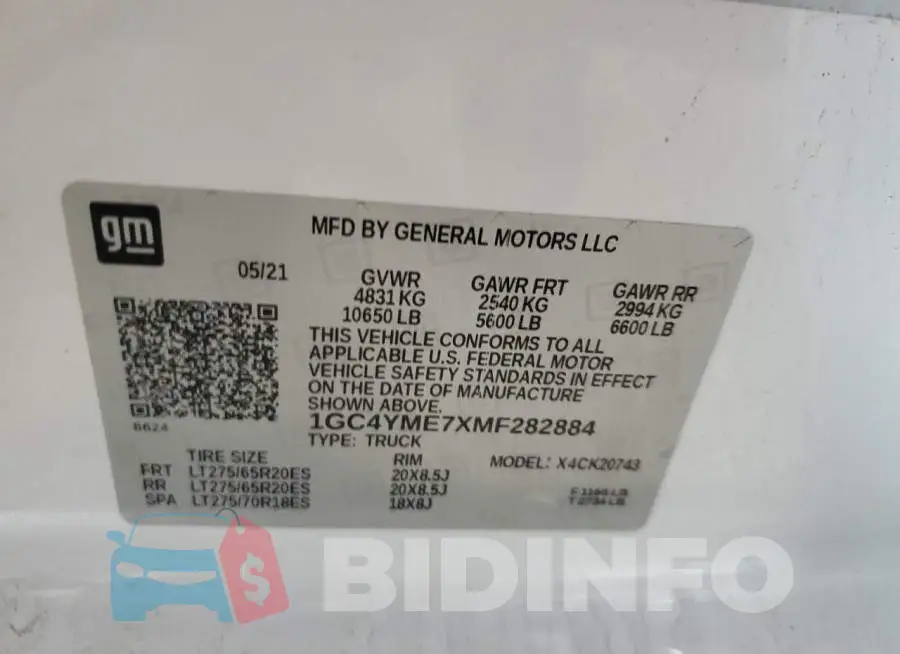 1GC4YME7XMF282884 Photo# 12
